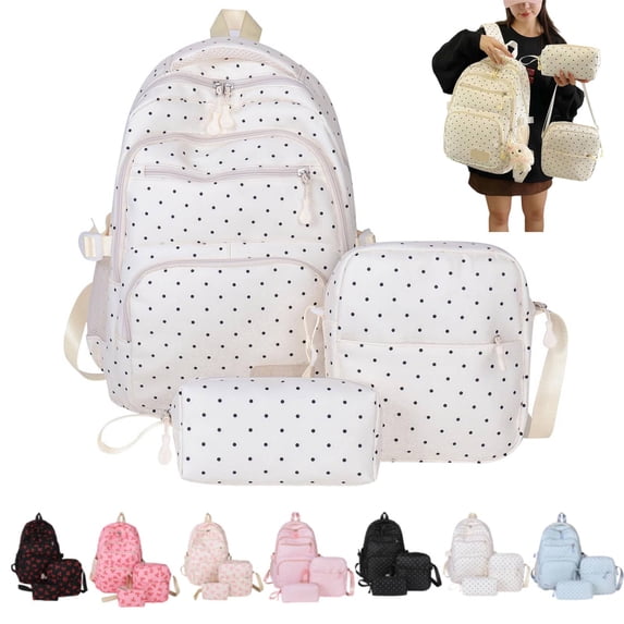 2026 New Cute Bow Backpack 3-Piece Set, Cute Backpack Set Aesthetic Daypack Bow Rucksack