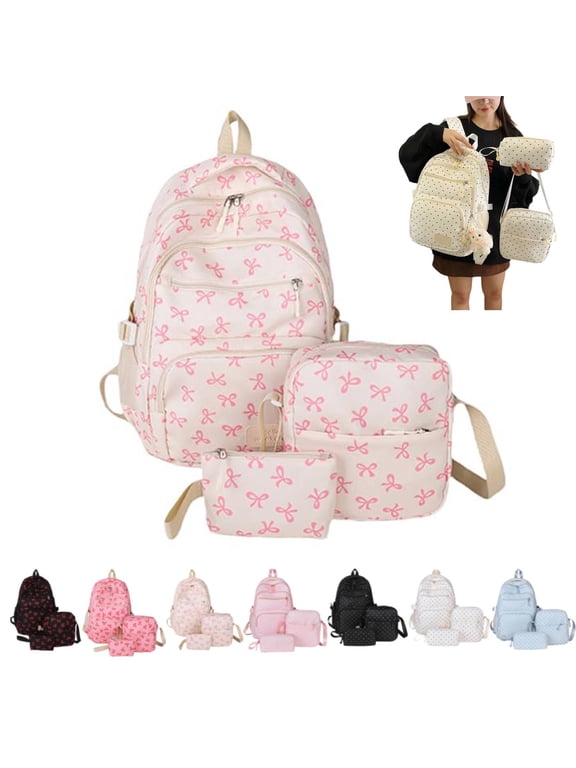 2026 New Cute Bow Backpack 3-Piece Set Cute Backpack Set Aesthetic Daypack Bow Rucksack