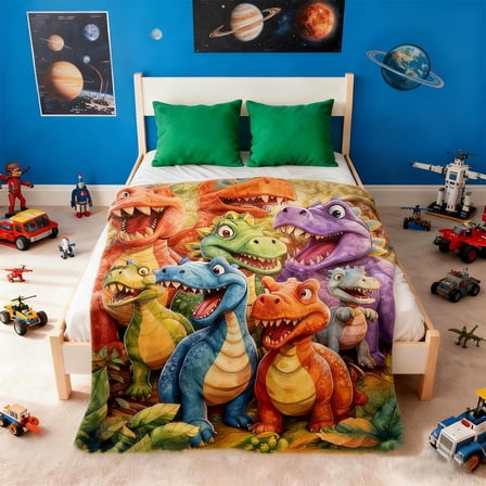 2026 New Cute Dinosaurs HD Digital Print Flannel blanket, Dinosaur Throw Blanket, Soft, Warm-79x91 inch