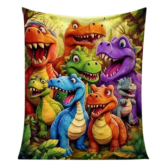 2026 New Cute Smiling Dinosaurs HD Digital Print Flannel, 50"x60" Dinosaur Throw Blanket, Cozy, Soft, Warm, Polyester Blanketfor Boys and Girls, Contemporary Animal Theme (1Pcs, 59.1"x78.7")