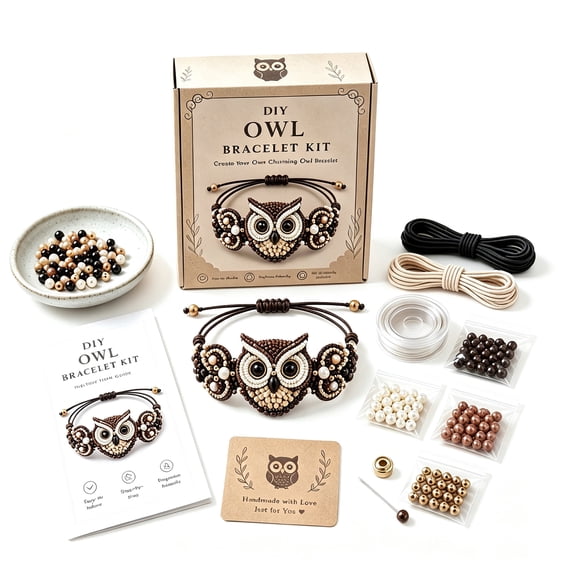 2026 New DIY Beaded Bracelet Making Kit, 3D Animal Bead Craft Kit, Beginner-Friendly Beaded Bracelet Animal Making Kit, Unique Handmade Gift (Owl)