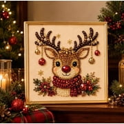 2026 New DIY Christmas Pearl Diamond Painting Art Kit Christmas Reindeer Special Shape Pearl Art Kits for Beginners,5D Small Diamond Painting Kits for Adults,DIY Paint with Gem Art and Crafts