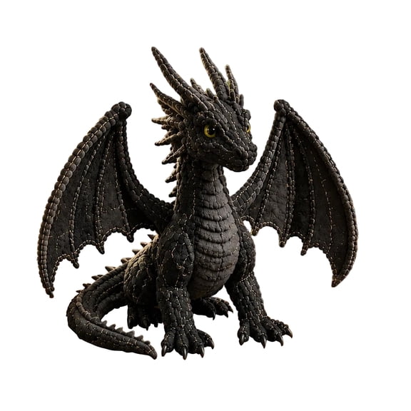 2026 New DIY Patchwork Animal Kit, Shadow Black Dark Dragon DIY Sewing Kit, Safe Soft Material Perfect For Long-Time Relaxing Handwork (Black)