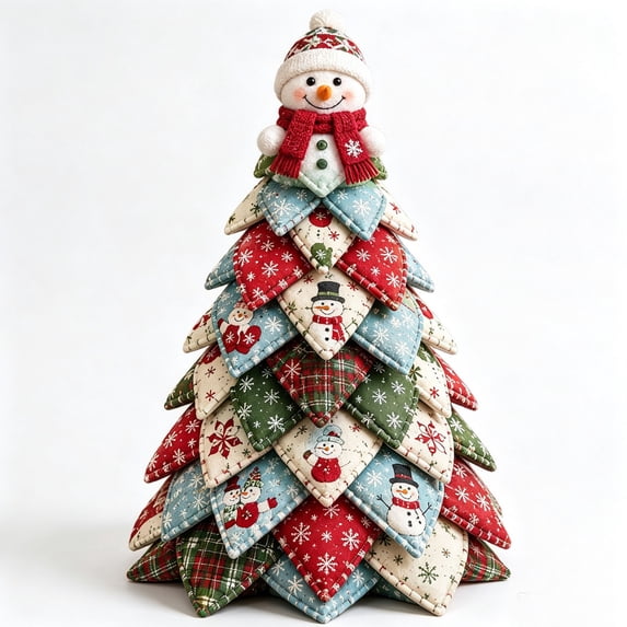 2026 New DIY Quilted Christmas Tree Kit, 3D Fabric Patchwork Craft Set for Beginners, Handmade Tabletop Holiday Decor, Ideal for Home Mantel Table Office Display (#E)