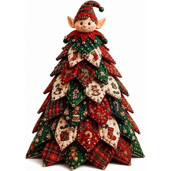 2026 New DIY Quilted Christmas Tree Kit, 3D Fabric Patchwork Craft Set for Beginners, Handmade Tabletop Holiday Decor, Ideal for Home Mantel Table Office Display Christmas Decor Gifts