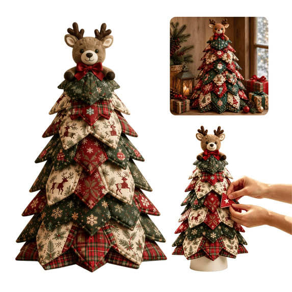 2026 New DIY Quilted Christmas Tree Kit, 3D Fabric Patchwork Craft Set for Beginners, Handmade Tabletop Holiday Decor, Ideal for Home Mantel Table Office Display,C