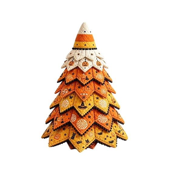 2026 New DIY Quilted Halloween Tree Kit, 3D Fabric Patchwork Craft Set for Beginners, Handmade Tabletop Holiday Decor, Ideal for Home Mantel Table Office Display