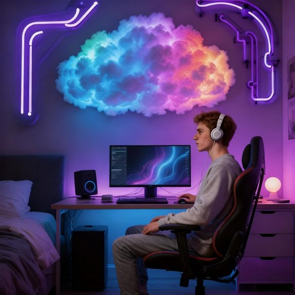 2026 New DIY USB-Powered Thundercloud LED Light Decor, 3D Music Sync Cloud Lights for Ceiling, Cloud Ambient Light Kit with Multicolor Lightning Multicolor Changing Strip Lights(157.4in)