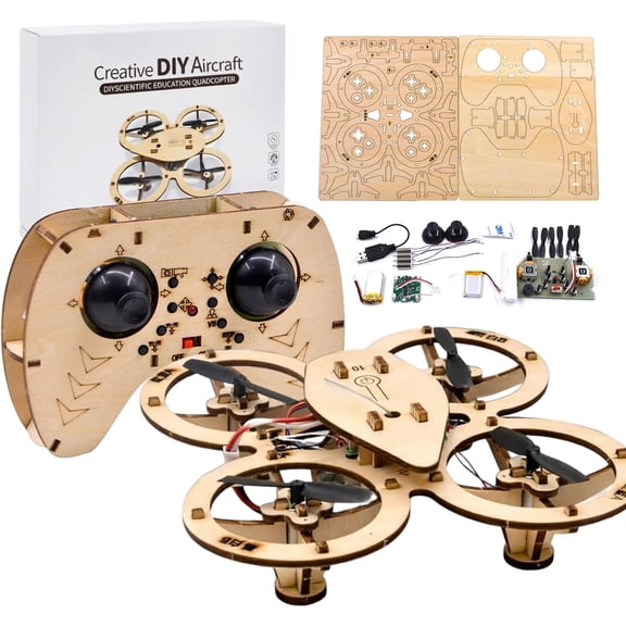 2026 New DIY Wooden RC Drone Kit, Remote Control Mini Quadcopters,Creative Building Model for Teens & Adults to Assemble and Fly