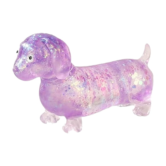 2026 New Dachshund Squishy, Squishy Weiner Dog, 4.3in Sparkly Cute Mini Rainbow Sausage Dogs with Face for Adults