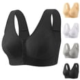 thumbnail image 1 of 2026 New Daisy Bras for Older Women No Underwire Front Closure Comfort Senior Wireless Snap Closing Bra,Black,48, 1 of 7