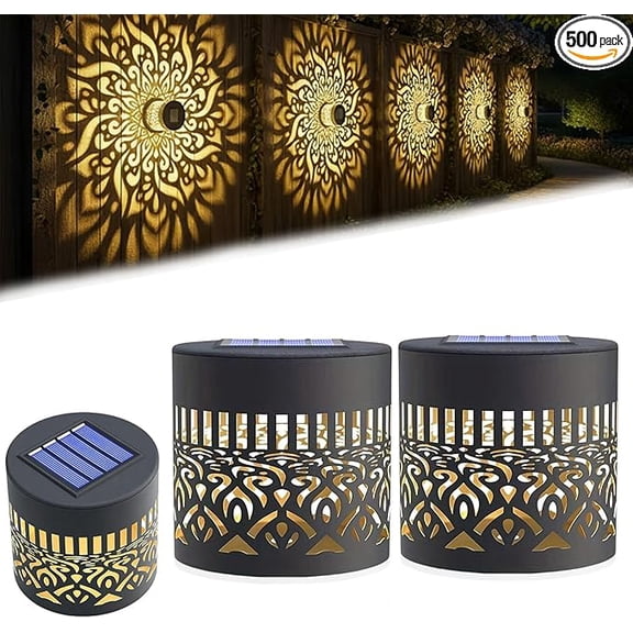 2026 New Decorative Solar Mandala Lights Outdoor Garden - Metal Waterproof Pathway Lights Solar Powered, Shadow Projection Landscape Lighting for Backyard, Patio, Walkway, Lawn, Porch Decor (2pcs)