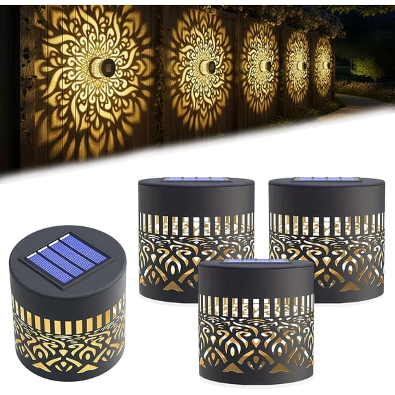 2026 New Decorative Solar Mandala Lights Outdoor Garden - Metal Waterproof Pathway Lights Solar Powered, Shadow Projection Landscape Lighting for Backyard, Patio, Walkway, Lawn, Porch Decor (3pcs)