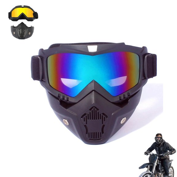 2026 New Detachable Full Face Goggle Mask,Heavy-Duty Welding Shield, Tactical Full Face Mask,Uv-Resistant, Dustproof,HD Anti-Fog Lenses,Large Viewing Hood,Motorcycle Riding Face Protection