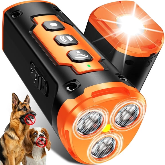 2026 New Dog Bark Deterrent Devices, 1-Touch Anti Barking Device for Dogs with 3 Sonic Heads, 50ft Range, Rechargeable & Safe Dog Training Tool with Flashlight, Helps Improve Behavior