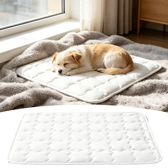 2026 New Dog Cooling Mat Non Slip Washable Portable Pet Cooling Bed Blanket Long Lasting Cool Sleep Mat for Dogs Cats White M Size 27×47 Inch