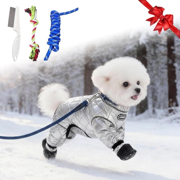 2026 New Dog Snowsuit with Attached Boots, Dog Full Body Snow Suit, Waterproof & Stain-Resistant Fabric, Warm Full-Body Protection, Dog Snow Suit with Boots, for Cold Weather