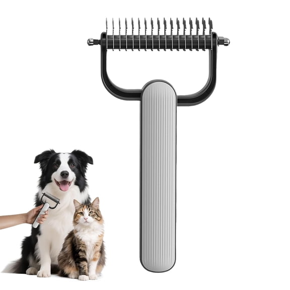 2026 New Double-Sided Dematting Comb for Dogs & Cats, Pet Grooming Tool for Long Haired Thick Double Coat Pets, Undercoat Rake Deshedding Brush for Removes Tangles Knots and Loose Fur
