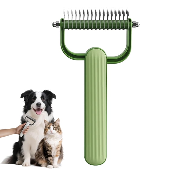 2026 New Double-Sided Dematting Comb for Dogs & Cats, Pet Grooming Tool for Long Haired Thick Double Coat Pets, Undercoat Rake Deshedding Brush for Tangles Matted Shedding Fur,1pcs