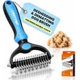 thumbnail image 1 of 2026 New Double-Sided Deshedding Dematting Tool, Undercoat Rake for Dogs & Cats, Extra-Wide Dog Grooming Brush & Deshedder Comb for Long Hair (Blue), 1 of 7