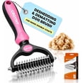 thumbnail image 1 of 2026 New Double-Sided Deshedding Dematting Tool, Undercoat Rake for Dogs & Cats, Extra-Wide Dog Grooming Brush & Deshedder Comb for Long Hair (Pink), 1 of 7
