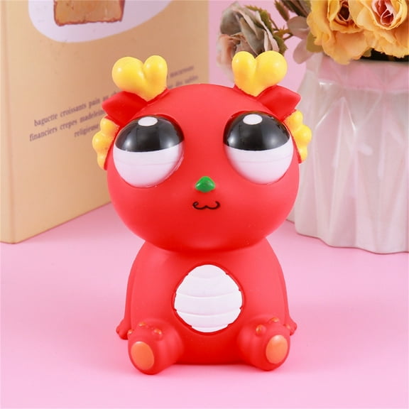 2026 New Dragon Eye Popping Squeeze Toy, Cute Stress Relief Figurine for Pressure Management, Soft Plastic Sensory Fidget Toy for Focus and Fun Decoration Red