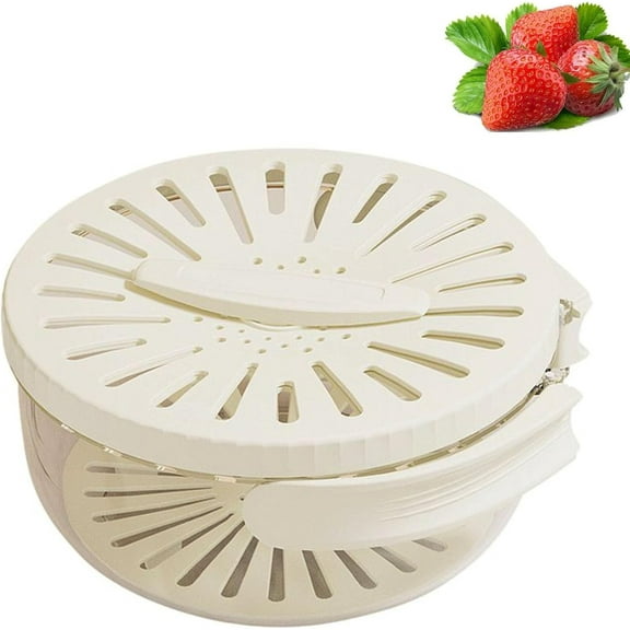 2026 New Draining Basket with Lid, Fruit Drainer Container with Handle, 2 in 1 Multi-function Drain Basket, For Rinsing Straining Vegetable Washing Fruit Portable Storage Container (Beige)
