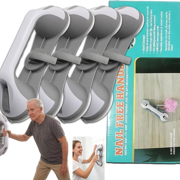 2026 New Drill-Free Suction Grab Bar, Anti-Slip Stable Grip Safety Bar, 3 Suction Cups Stablegrip Shower Grab Bars, Minimum Load Capacity 300 Lbs (4pcs)