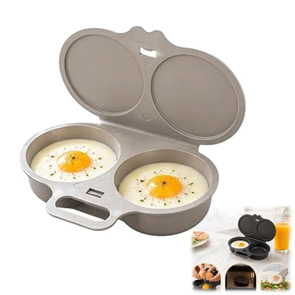 2026 New Dual Cavity Microwave Egg Poacher With Lid & Handle – 2-Egg Cooker, Oil-Free, Food-Grade PP, Versatile Breakfast Essential