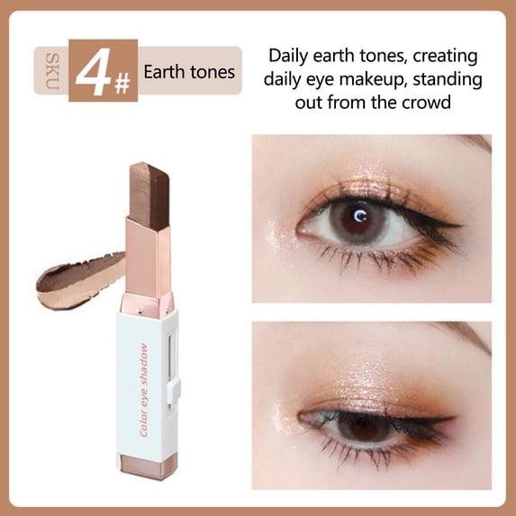 2026 New Dual Color Eyeshadow Stick, Double Color Eyeshadow Stick,Waterproof Portable Glitter Eye Shadow Pen,2 in 1 Eye Shadow Sticks Tool for Women Eye Makeup