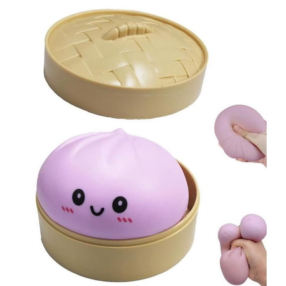 2026 New Dumpling Squishy, Giant Jumbo Squishy Dumpling Stress Ball with Emoji, Soft Squeeze Decompression Dough, Anxiety Relief, Sensory Fidget Dough, Stress Relief Ball with Autism (Purple)