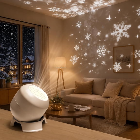 2026 New Dynamic Rotating LED Projector Light, USB Rechargeable LED Light Projector, Soccer, Christmas & Ocean 3 Scene Options, Adjustable Brightness, Unique Base Design