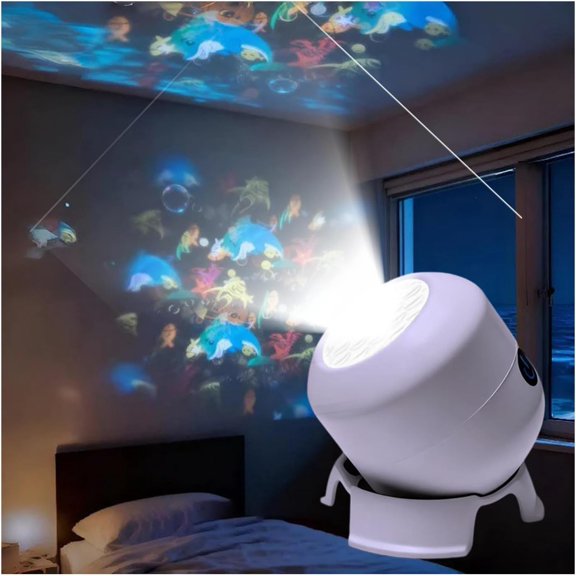 2026 New Dynamic Rotating LED Projector Light, USB Rechargeable LED Projector, Snowflake/Christmas/Ocean Dynamic Patterns, Adjustable Brightness Ambient Lighting, for Indoor Decoration