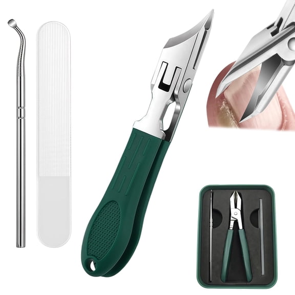 2026 New Eagle Beak Beveled Nail Clippers with Filer and Nail Remover, 3-Piece Wide-Mouth Splash-Proof Angled Nail for Thick Nails