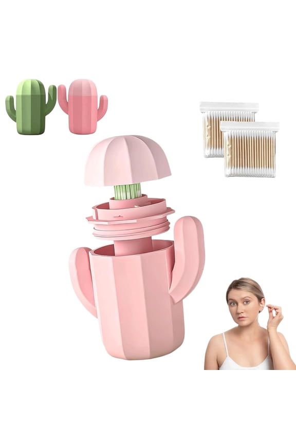 2026 New Ear Piercing Cleaner Floss With Cactus Storage Case,Piercing Cleaning Kit,Disposable Ear Hole Cleaner String,Earring Hole Piercing Aftercare Cleaning Tool Set For Girls Women Men (Pink)