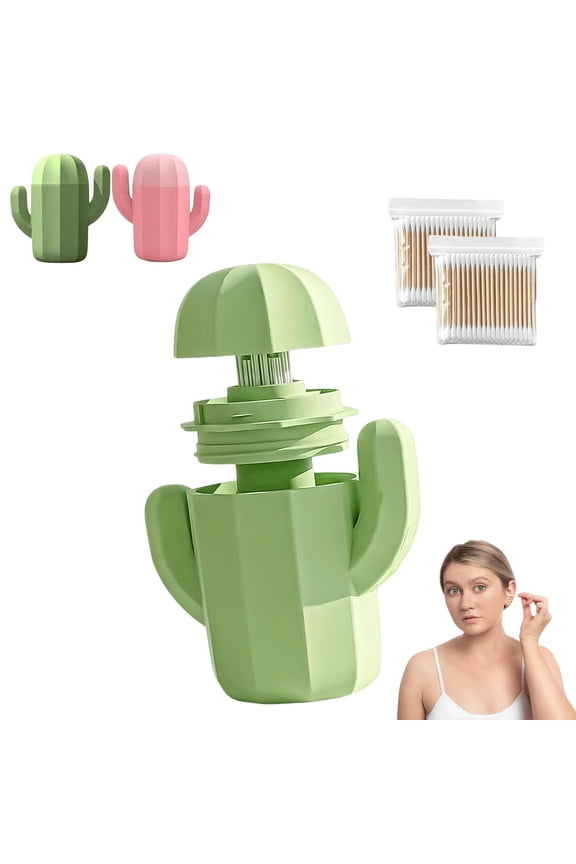 2026 New Ear Piercing Cleaner Floss With Cactus Storage Case,Piercing Cleaning Kit,Disposable Ear Hole Cleaner String,Earring Hole Piercing Aftercare Cleaning Tool Set For Girls Women Men (Green)