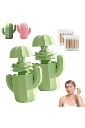 2026 New Ear Piercing Cleaner Floss With Cactus Storage Case,Piercing Cleaning Kit,Disposable Ear Hole Cleaner String,Earring Hole Piercing Aftercare Cleaning Tool Set For Girls Women Men (2pcsGreen)
