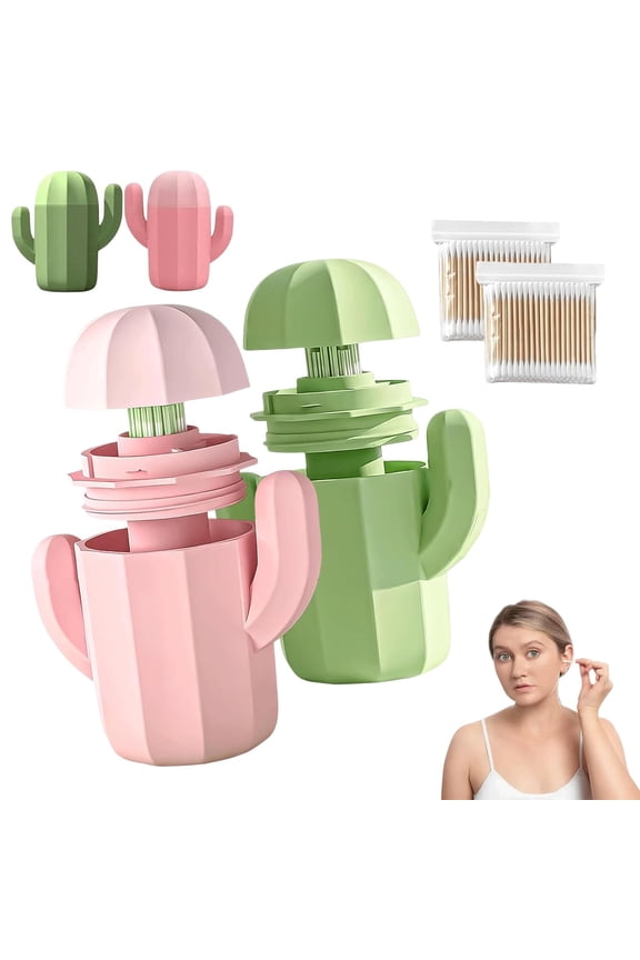 2026 New Ear Piercing Cleaner Floss With Cactus Storage Case,Piercing Cleaning Kit,Disposable Ear Hole Cleaner String,Earring Hole Piercing Aftercare Cleaning Tool Set For Girls Women Men