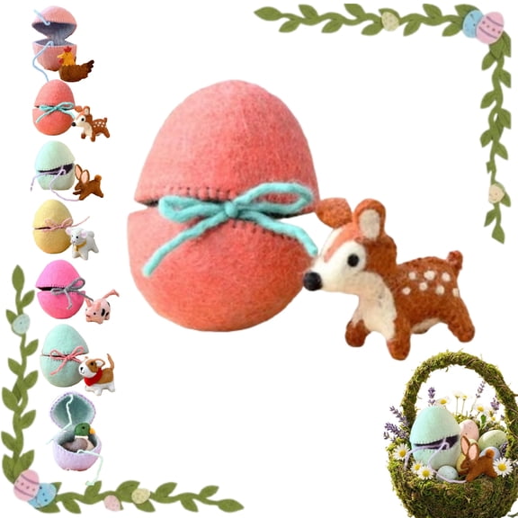 2026 New Easter Arrivals - Surprise Easter Egg from Wool Felt, Decorative Handmade Felt EasterEgg with Hidden Toy, Ideal for Reusable Easter Baskets,D