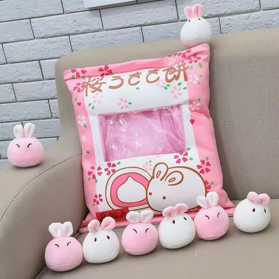 2026 New Easter Bunny Plush Toys, Easter Stuffed Animals Toys Bunny Decor Soft Pillow Toys, Cartoon Bag Doll Plush Toy Creative, Gifts for Bunny Easter Holiday Birthday (Plush Figures, Bunny-Pink)