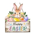 thumbnail image 1 of 2026 New Easter Decorations Door Hanging Sign Wreath Happy EasterBunny Ear Flowers Wooden Door Sign Welcome Seasonal Spring Wreath Sign for Tree, Door, Wall, Party Supplies, 1 of 8