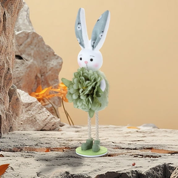 2026 New! Easter Desktop Ornament,Bunny Figurines Cute Standing Spring Flower Home Decor Easter Statue | for Outside Courtyard Porch Door Front Table Corner Indoor Room Desk Collectible