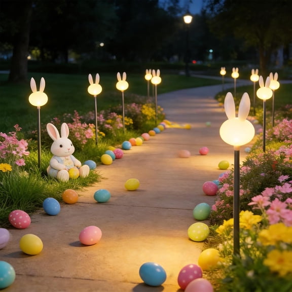 2026 New Easter Garden Bunny Statue Solar Lights, Rabbit Outdoor Decor Stake Light, Landscapes Decor, Egg Rabbit Figurines Decor for Patio Balcony Yard Lawn, Bunny Gardening Gift (1PCS)