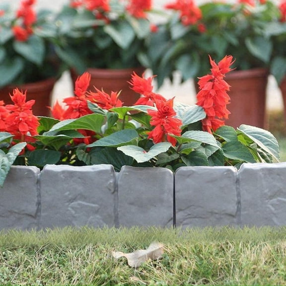 2026 New Edging for Landscaping - Garden Edging Border-Plastic Stone Effect for DIY Landscape,Lawn&Flower Bed (Gray, 20 Pcs)