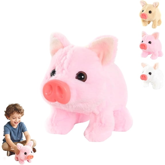 2026 New Electric Pig Plush Realistic Toy, 2026 Easter New Electric Bunny Interactive Crawling Piglet, Stuffed Animal with Wagging Tail, Simulate The Sounds and Actions of Pigs for Pets Lovers (Pink)