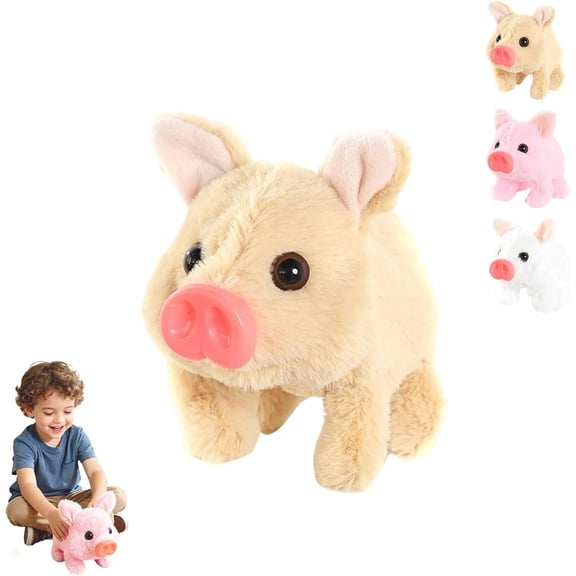 2026 New Electric Pig Plush Realistic Toy, 2026 Easter New Electric Bunny Interactive Crawling Piglet, Stuffed Animal with Wagging Tail, Simulate The Sounds and Actions of Pigs for Pets Lovers(Brown)