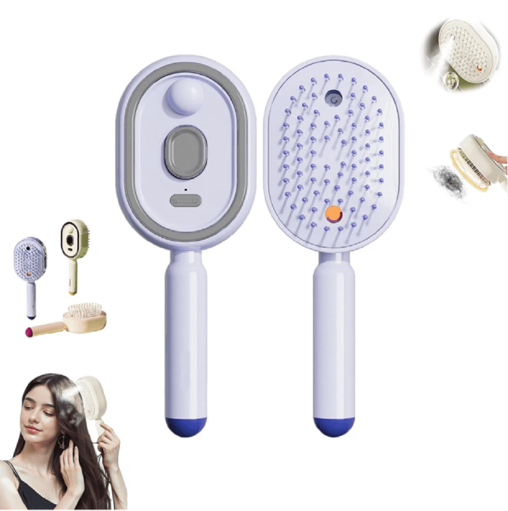 2026 New Electric Steam Brush, Electric Steam Brushs for Hair, 2 in 1 Misting Hair Brushes with Water Spray for Both Long and Short Hair, Reduce Frizz, Nourishes Hairs, Anti-Static (Purple)