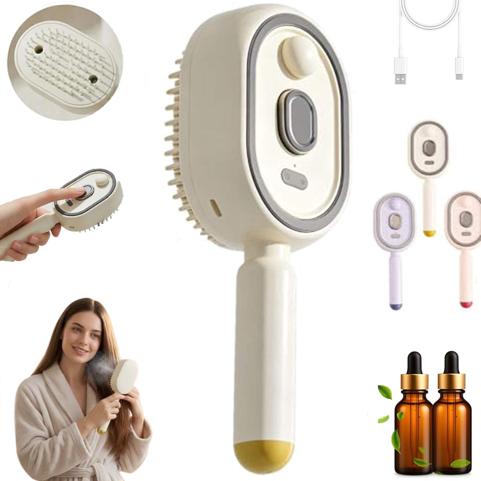 2026 New Electric Steam Brush, Electric Steam Brushs for Hair, 2-in-1 Misting Hair Brush with Water Spray, Retractable Air Cushion Massage Comb, Reduce Frizz, Nourishes Hairs, Anti-Static