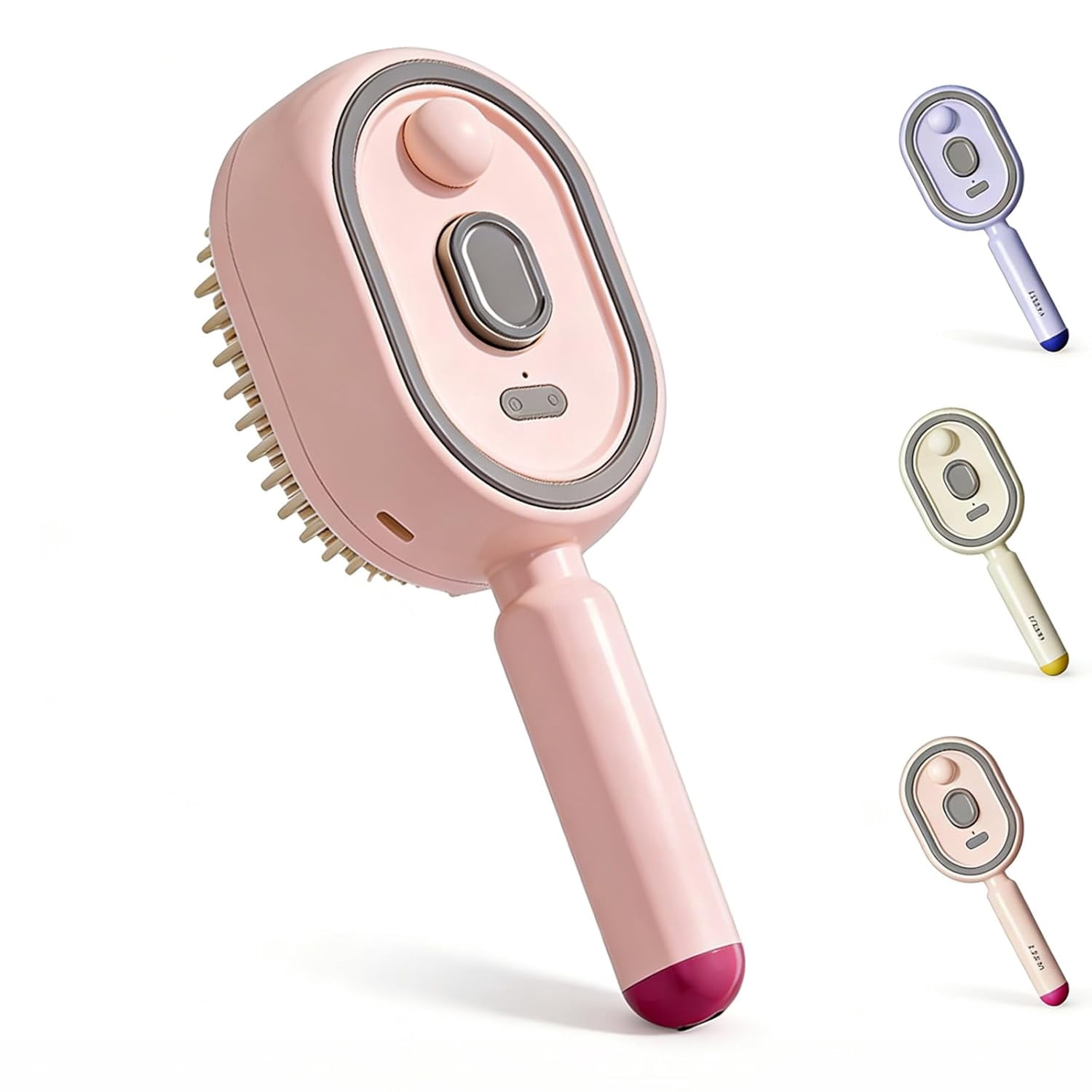 2026 New Electric Steam Brush for Hair, Hair Brush with Water Spray Easy to Clean, Red Light Air Cushion Mister for Both Long/Short Hairs Home Spa Cleaning Grooming Styling Detangling (Pink 1PC)