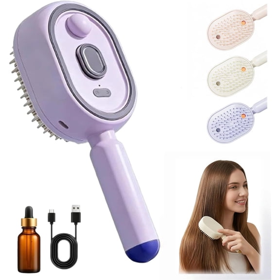 2026 New Electric Steam Brush, Rechargeable Cordless Hair Straightener Brush, Anti-Static Detangling Comb with Mist, Portable Hot Styling Tool Frizzy Hair, Smooth Nourish All